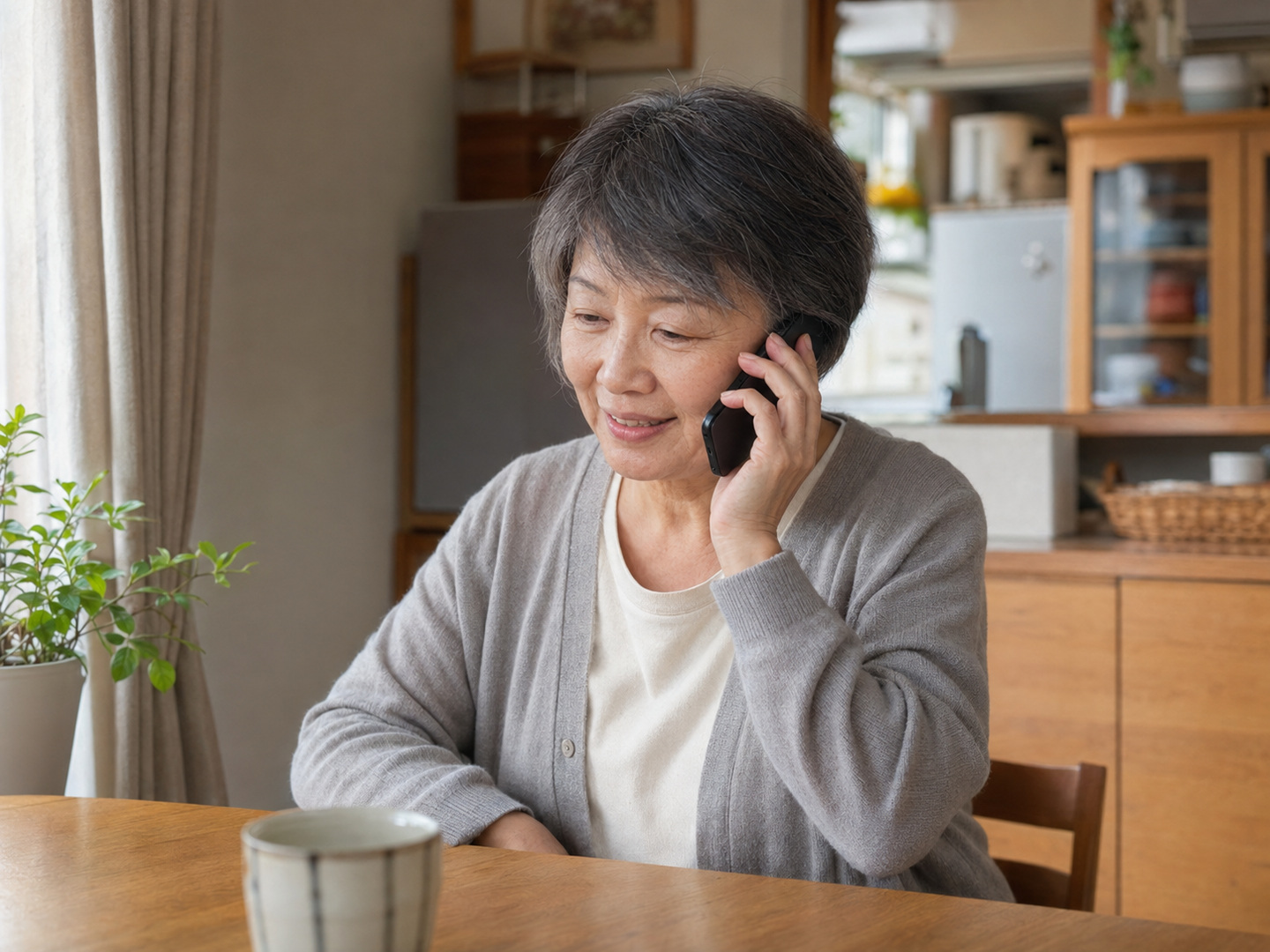 自宅から電話で相談する様子（イメージ）